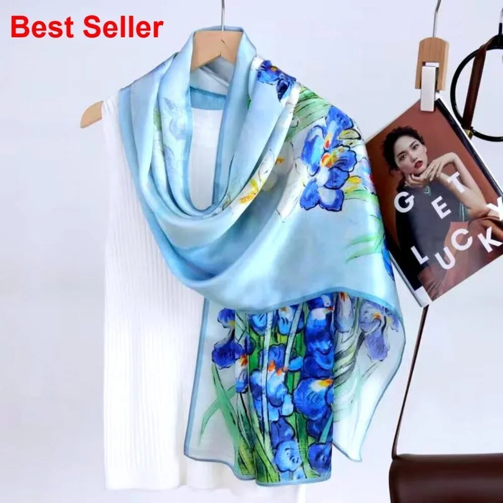 100% Mulberry Silk Long Scarf Large Shawl Head Wrap Neck Scarf